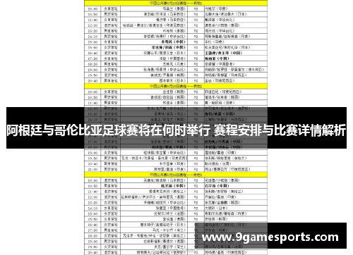 阿根廷与哥伦比亚足球赛将在何时举行 赛程安排与比赛详情解析 阿根廷与哥伦比亚足球赛将在何时举行 赛程安排与比赛详情解析